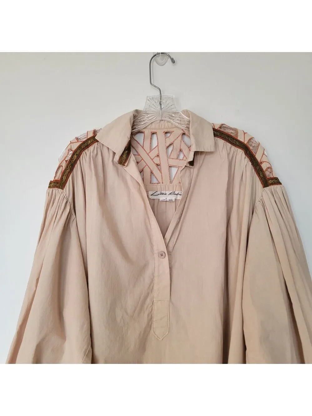 Lillie Rubin Beige Indie Gropecore Granola Girl Dress with Brown Accents
